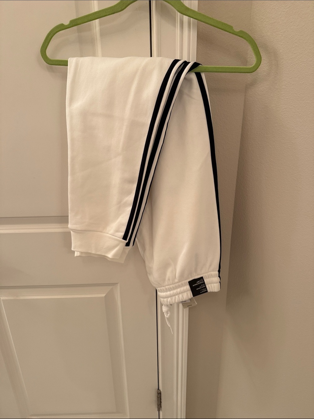 adidas White Joggers with Black Side Stripes